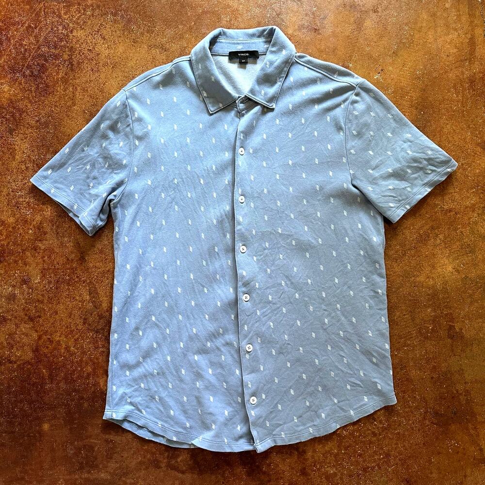 Vince Patterned Pique Button Down Shirt